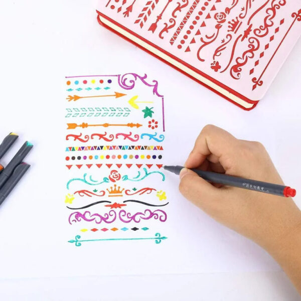 18-Piece Set of Art Color Pens - Fine Liner Journal Pens for Drawing, Coloring, and School Supplies - 0.4mm Fine Tip - Assorted Colors - Perfect for Artists and Students - Cart Pen Included - Image 10