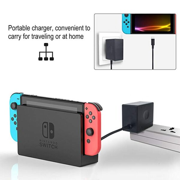 5FT USB C Nintendo Switch Fast Charging AC Adapter TV Mode 15V/2.3A - Image 6