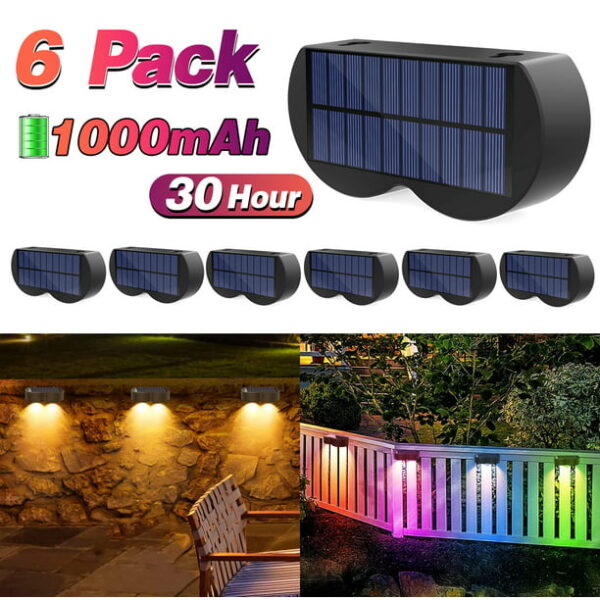 6LEDs Solar Wall Lamp Outdoor IP65 Waterproof for  Stairs and Fence (6 Pack) - Image 7