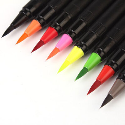 Real Brush Pens of 48 Colors for Watercolor Painting with Flexible Nylon Brush Tips.