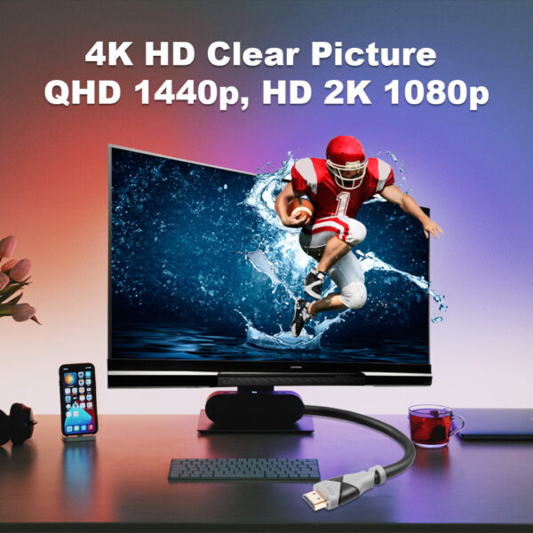 High-Speed 4K HDMI Cable for Enhanced Audio and Video Quality - 3ft Length