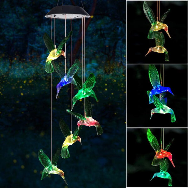 Solar Light, Hummingbird Wind Chimes Outdoor, Gifts