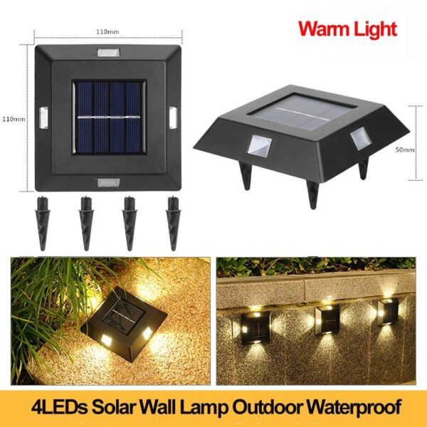 6LEDs Solar Wall Lamp Outdoor IP65 Waterproof for  Stairs and Fence (6 Pack) - Image 3