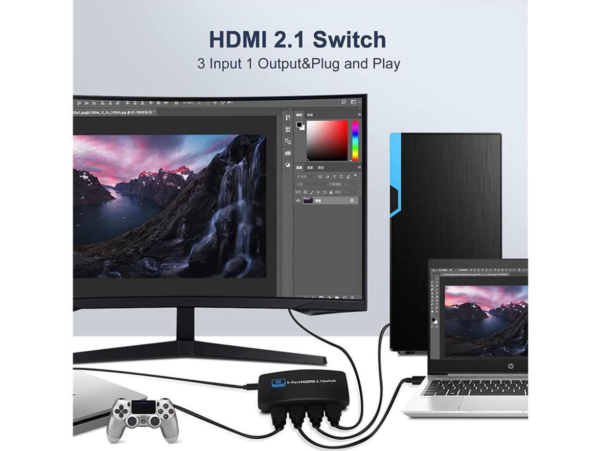 Bluetooth HDMI 2.1 Switcher with 3 In 1 Inputs 8K and 120Hz Support - Image 7