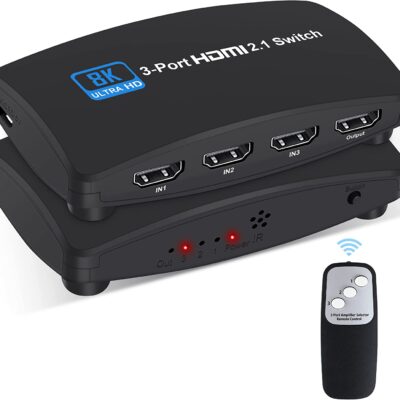 Bluetooth HDMI 2.1 Switcher with 3 In 1 Inputs 8K and 120Hz Support