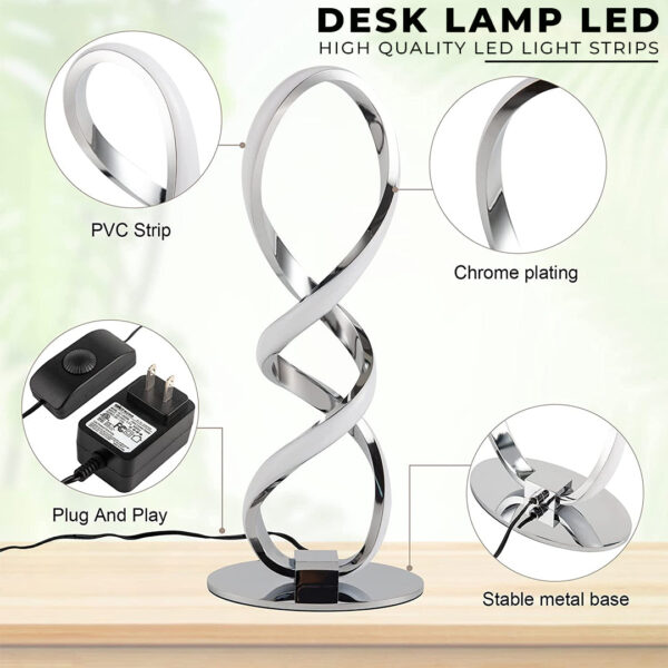 Modern Stepless Dimmable Warm White Light Elegant Desk Lamp LED Spiral Bedside Table Lamp For Bedroom - Image 4