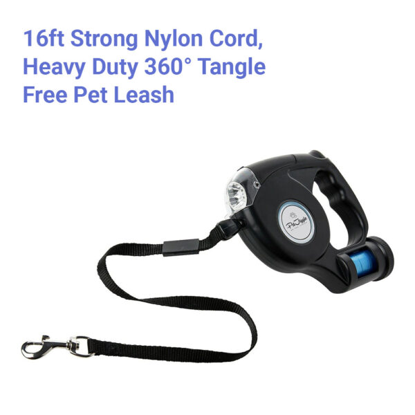 Retractable Dog Leash with Dog Poop Bag Dispenser and LED Flash Light. - Image 6