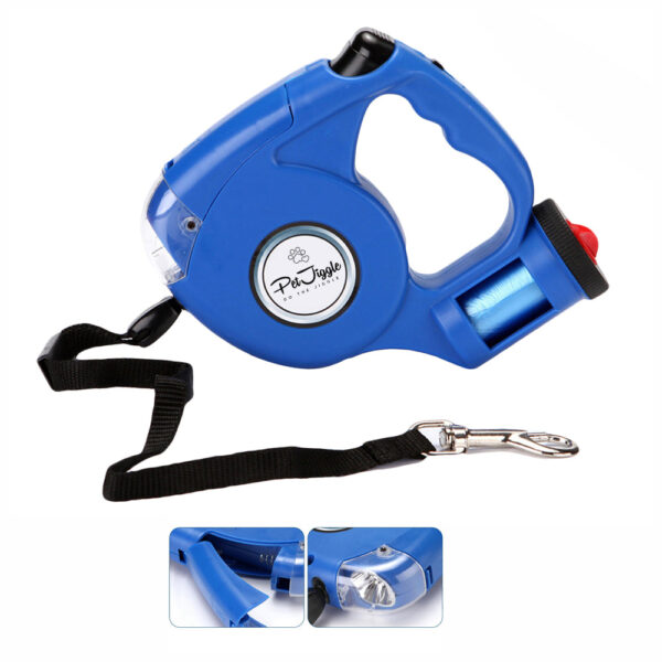 Retractable Dog Leash with Dog Poop Bag Dispenser and LED Flash Light. - Image 11