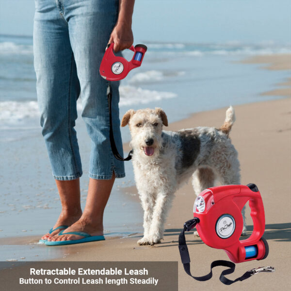 Retractable Dog Leash with Dog Poop Bag Dispenser and LED Flash Light. - Image 18