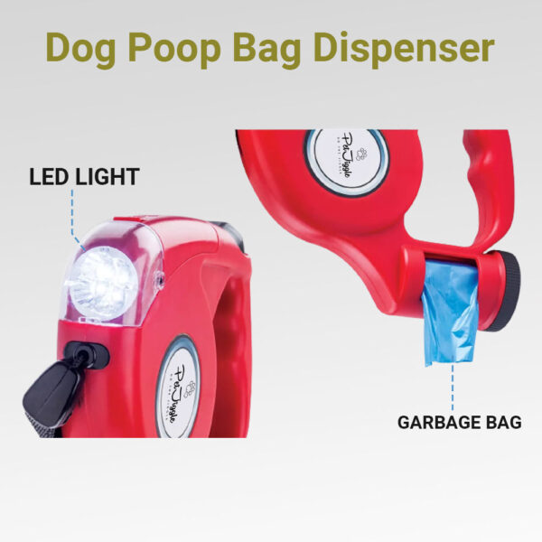 Retractable Dog Leash with Dog Poop Bag Dispenser and LED Flash Light. - Image 24