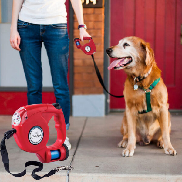 Retractable Dog Leash with Dog Poop Bag Dispenser and LED Flash Light. - Image 25