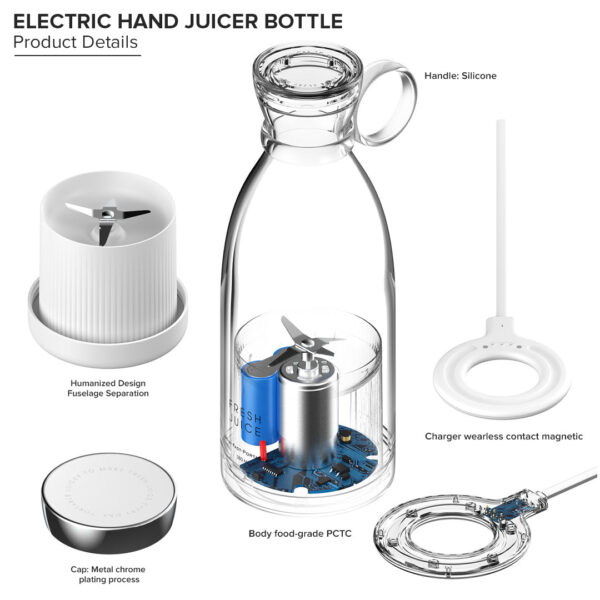 Multi Functional Household Fresh Mini Portable 6blades Electric Hand Juicer Bottle Juice Cup Blender For Shakes And Smoothies - Image 5