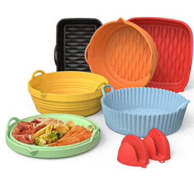 Good quality food grade silicone non disposable safe kitchen heat resistant oven baking air fryer liner pot with oven accessory