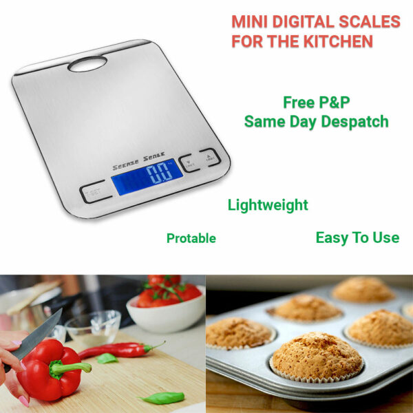 Kitchen Digital Food Scale with 5kg Capacity and 1g Accuracy Stainless Steel. - Image 4