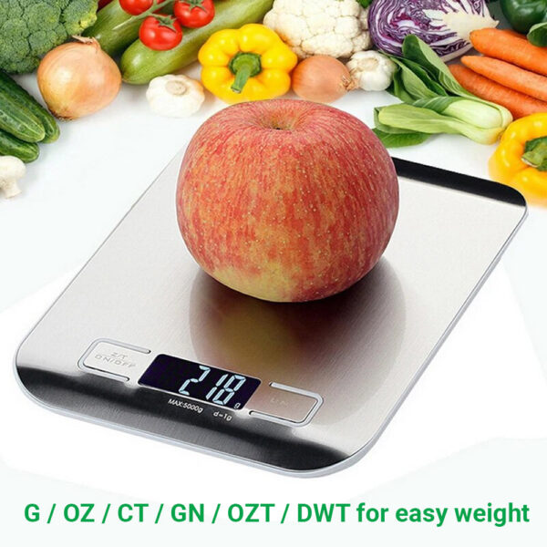 Kitchen Digital Food Scale with 5kg Capacity and 1g Accuracy Stainless Steel. - Image 5