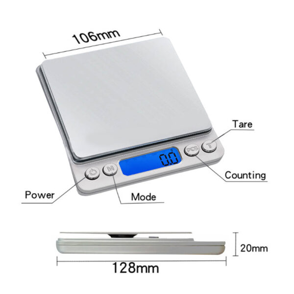 Food Scales For Kitchen 500g Capacity and 0.01g Accuracy with 2 Trays for Baking - Image 7