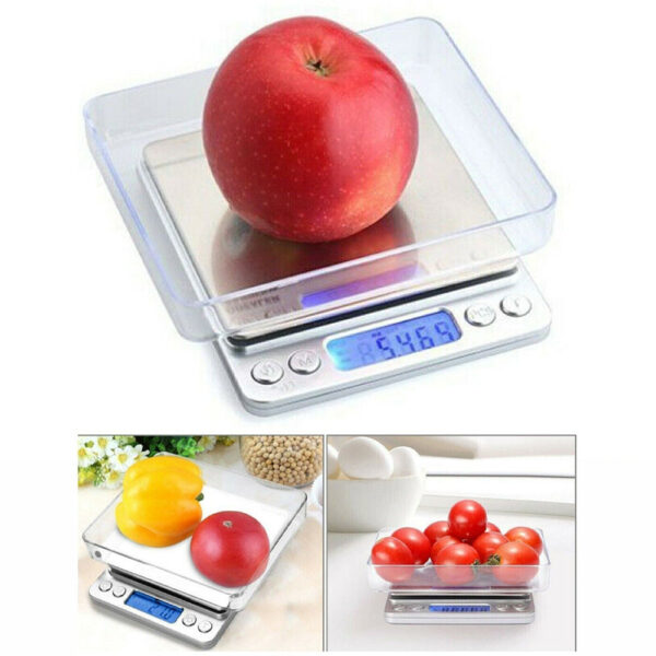 Food Scales For Kitchen 500g Capacity and 0.01g Accuracy with 2 Trays for Baking - Image 3