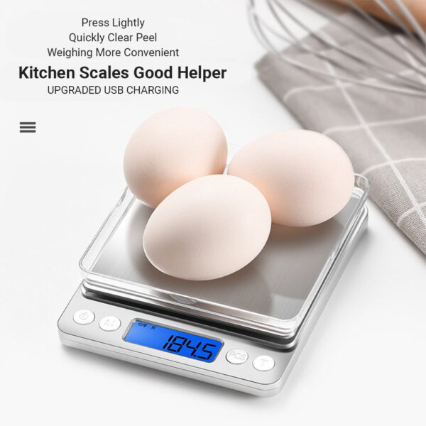 Food Scales For Kitchen 500g Capacity and 0.01g Accuracy with 2 Trays for Baking - Image 5