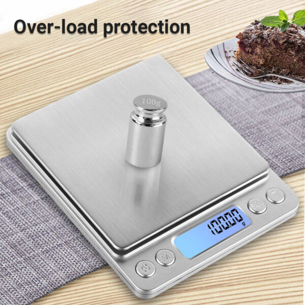 Food Scales For Kitchen 500g Capacity and 0.01g Accuracy with 2 Trays for Baking - Image 6