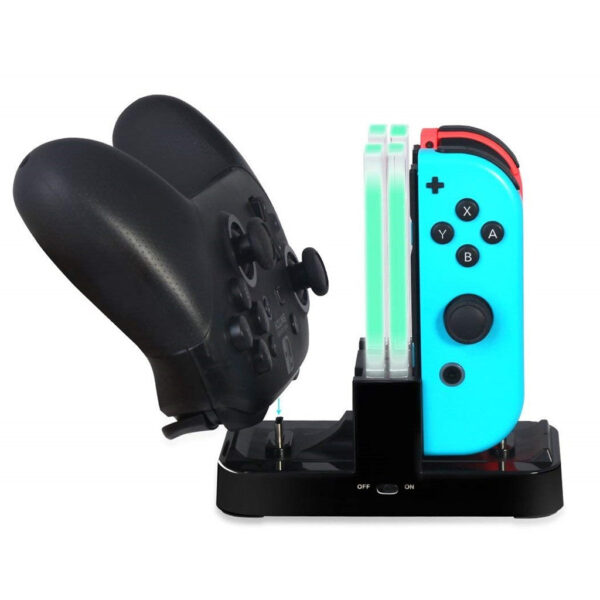 XIBUZZ Nintendo Controller Charger Dock Compatible with Nintendo Switch Charger & OLED Model for Joycon, Charging Dock Station for Joy con and for Pro Controller with Charger Indicator- Black - Image 2