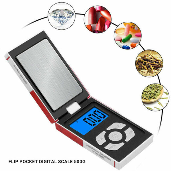 Flip pocket digital scale 500g Capacity  and 0.01g Accuracy - Image 8