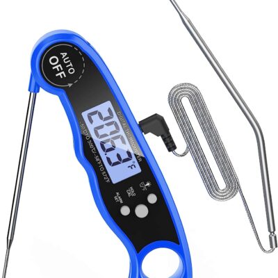 Dual Probe Cooking Grill Thermometer with LCD Backlight and Alarm Function for BBQ, Oven