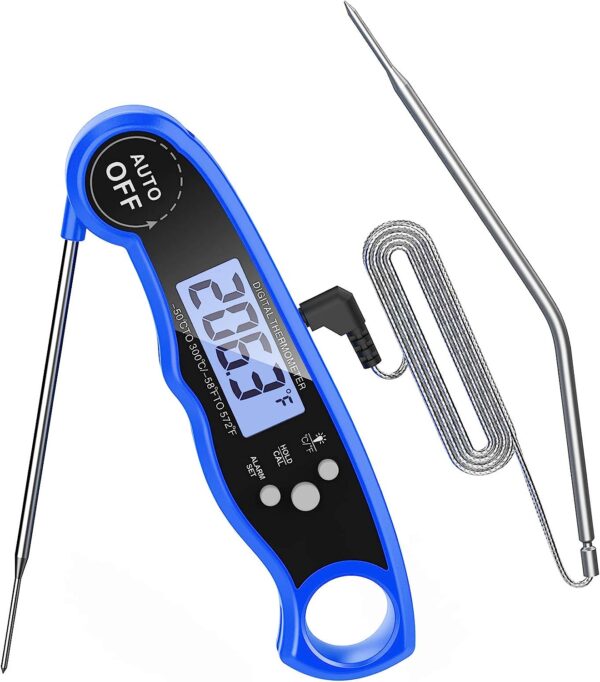 Dual Probe Cooking Grill Thermometer with LCD Backlight and Alarm Function for BBQ, Oven