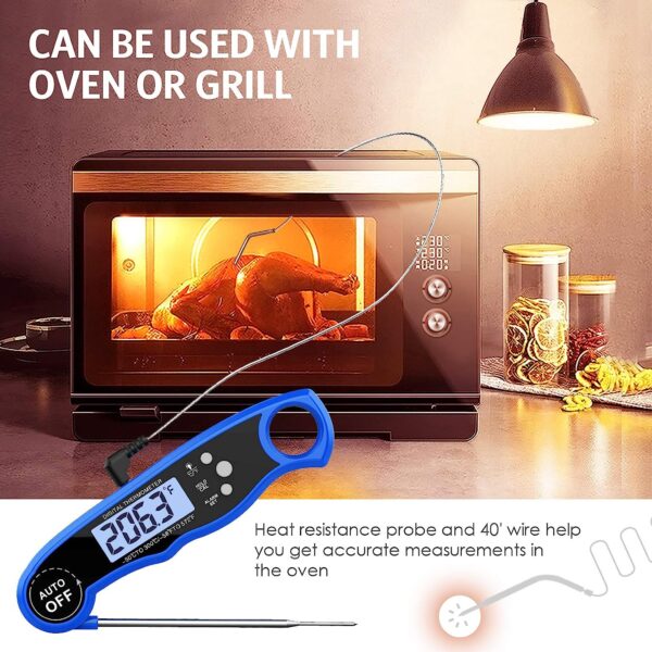 Dual Probe Cooking Grill Thermometer with LCD Backlight and Alarm Function for BBQ, Oven - Image 6