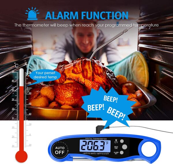 Dual Probe Cooking Grill Thermometer with LCD Backlight and Alarm Function for BBQ, Oven - Image 5