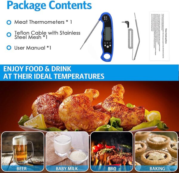 Dual Probe Cooking Grill Thermometer with LCD Backlight and Alarm Function for BBQ, Oven - Image 4