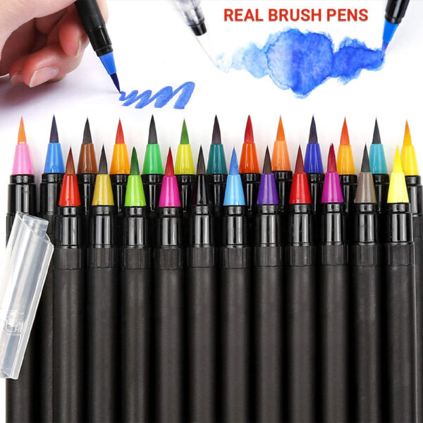 Real Brush Pens of 48 Colors for Watercolor Painting with Flexible Nylon Brush Tips. - Image 2