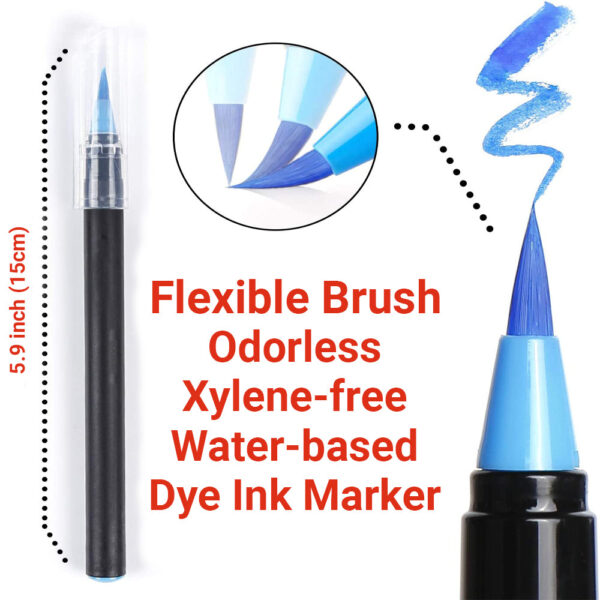 Real Brush Pens of 48 Colors for Watercolor Painting with Flexible Nylon Brush Tips. - Image 5