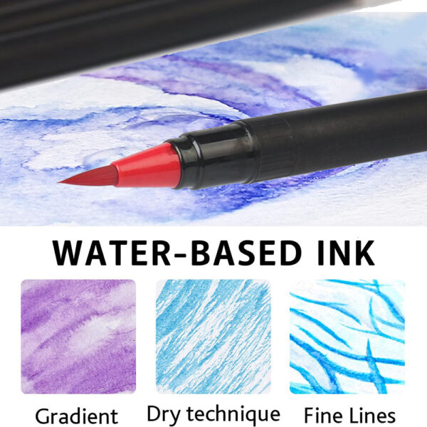 Real Brush Pens of 48 Colors for Watercolor Painting with Flexible Nylon Brush Tips. - Image 6