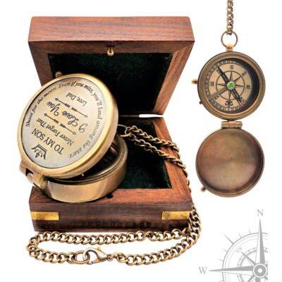 Vintage Compass with Wood Box