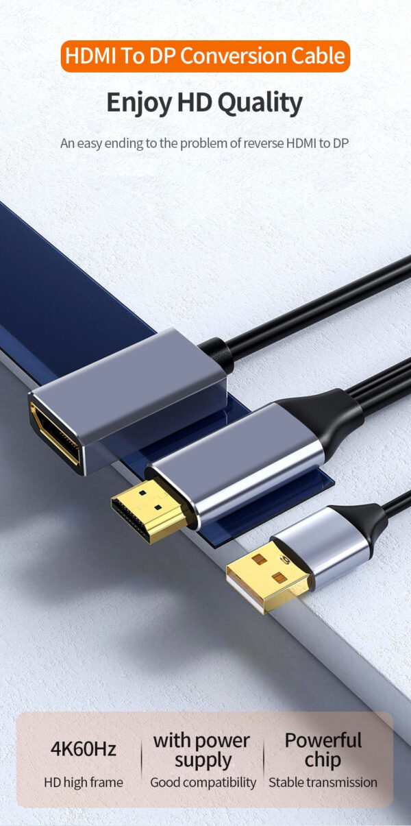 4K 60HZ HDMI to Displayport Converter Cable(Male To Female) For Laptop, PC, PS4, XBox - Image 10