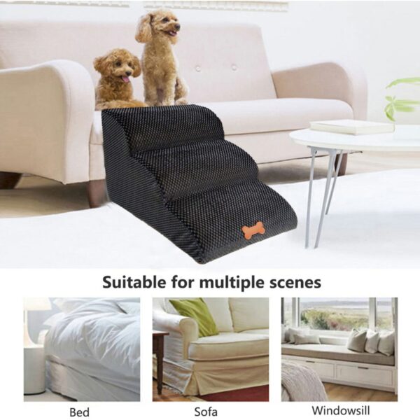 Dog  Ramp for bed with 3-stairs Anti-slip Removable Ladder - Image 3