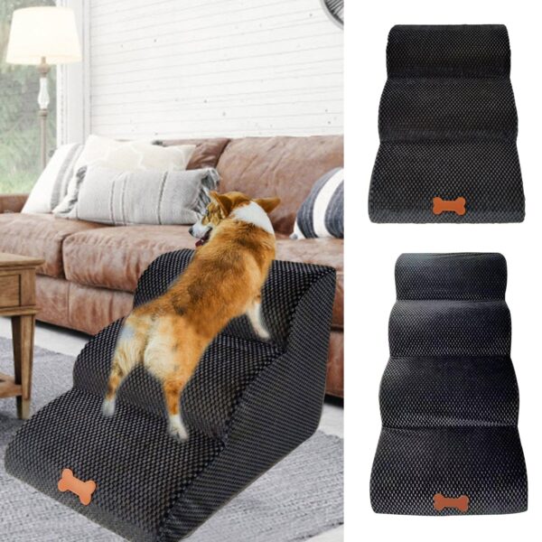 Dog  Ramp for bed with 3-stairs Anti-slip Removable Ladder - Image 2