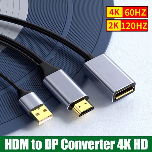 4K 60HZ HDMI to Displayport Converter Cable(Male To Female) For Laptop, PC, PS4, XBox - Image 6