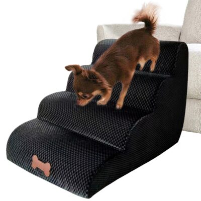 Dog  Ramp for bed with 3-stairs Anti-slip Removable Ladder