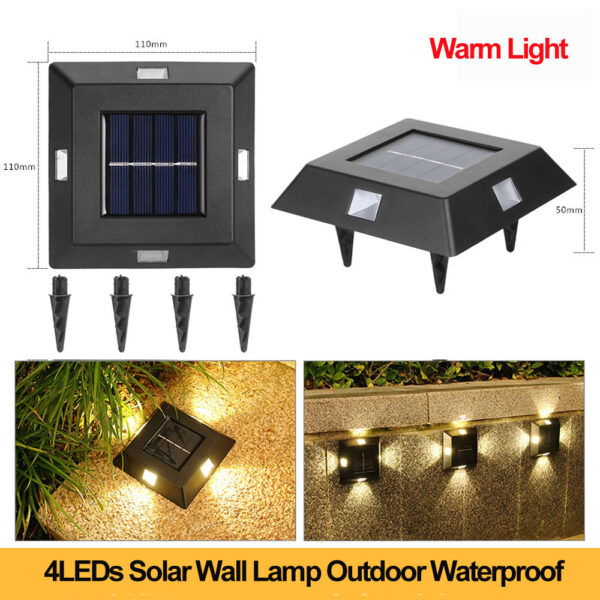 6LEDs Solar Wall Lamp Outdoor IP65 Waterproof for  Stairs and Fence - Image 5