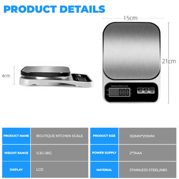 5kg Multi-application Factory Kitchen Digital USB charging Stainless Steel ABS material Electronic Household Compact Weighing Scale. - Image 3