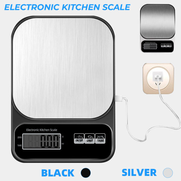 5kg Multi-application Factory Kitchen Digital USB charging Stainless Steel ABS material Electronic Household Compact Weighing Scale. - Image 4