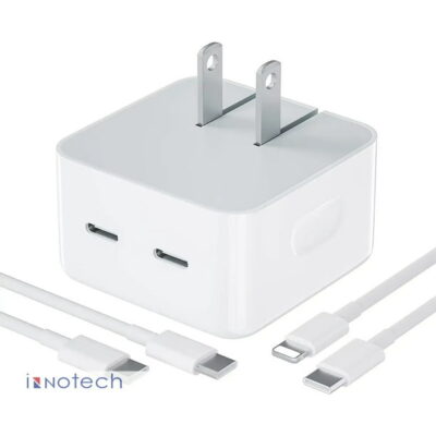 Dual USB-C Fast Charger with Lightning Cable for Apple iPhone 14/13/12 series