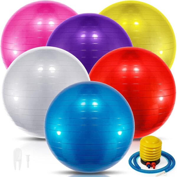 Extra Thick Yoga Ball Exercise Ball, 5 Sizes Gym Ball, Heavy Duty Ball Chair for Balance, Stability, Pregnancy, Quick Pump Included